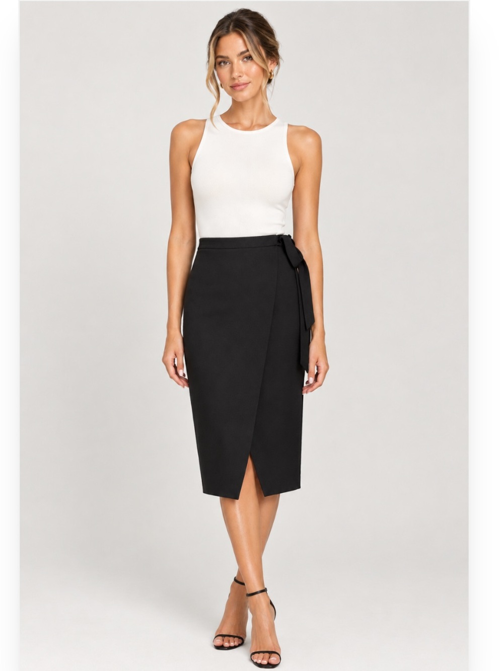Aritzia Black Midi Wrap Pencil Skirt
